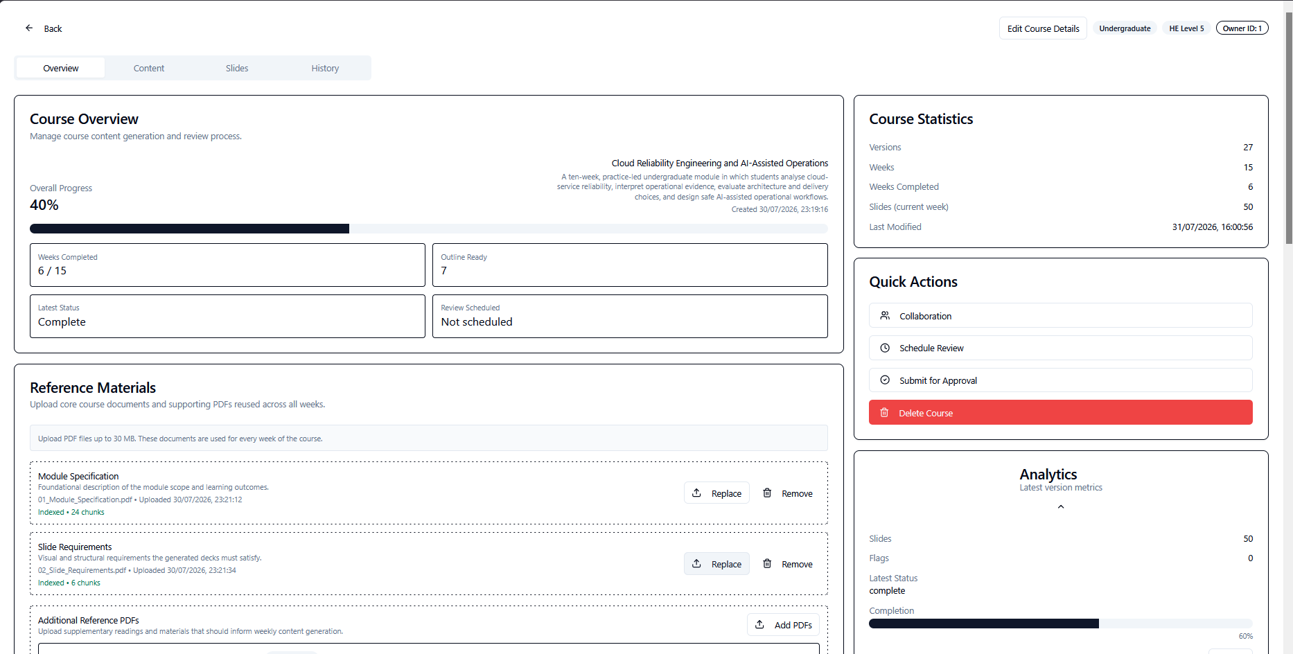 EduDeck AI slide review interface