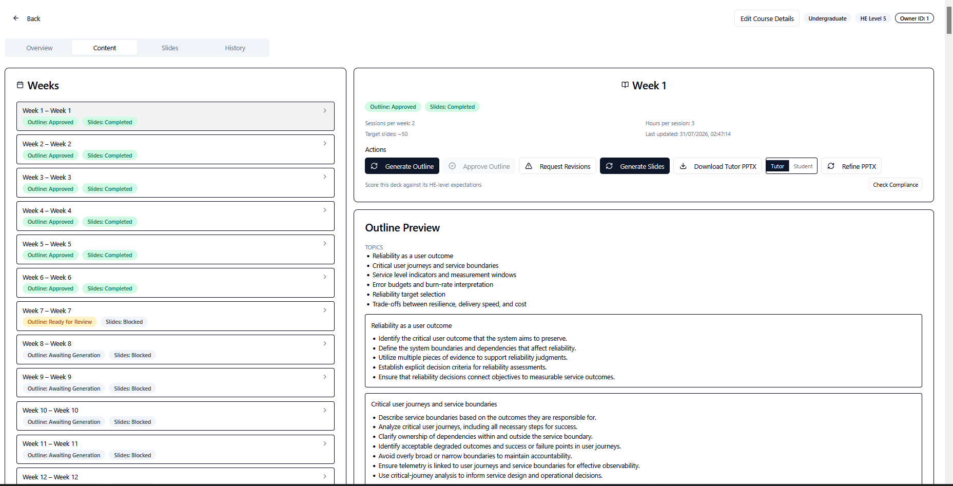 EduDeck AI compliance and evidence reporting